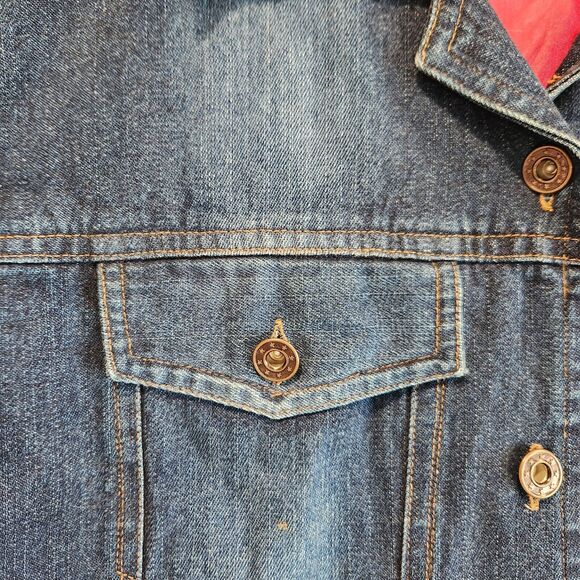 Daniel K Women's L‎ Embroidered Poly Silk Lined Denim Jacket Shacket Purses - Picture 6 of 16